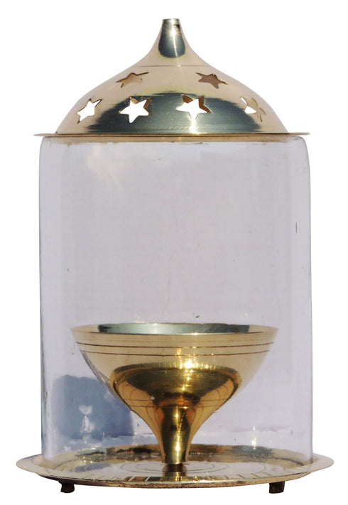 Brass Oil Lamp Deepak With Chimney 0.485kg